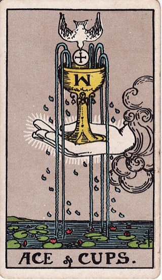 Ace of Cups tarot card (Rider-Waite)