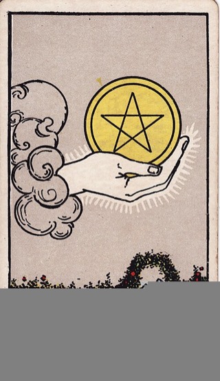 Ace of Pentacles tarot card (Rider-Waite)