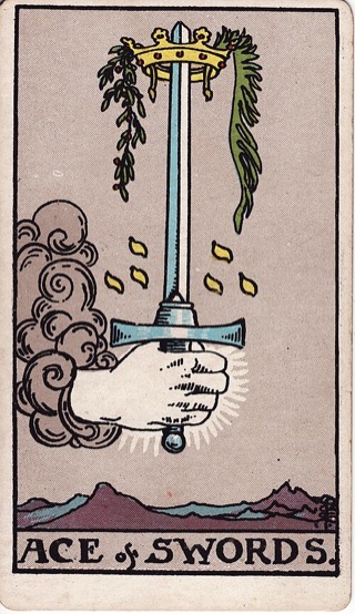 Ace of Swords tarot card (Rider-Waite)