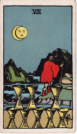 Eight of Cups tarot card (Rider-Waite)