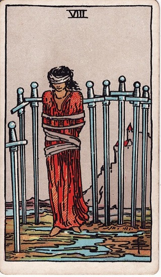 Eight of Swords tarot card (Rider-Waite)