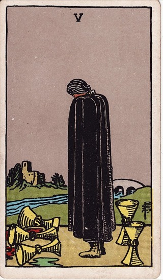 Five of Cups tarot card (Rider-Waite)