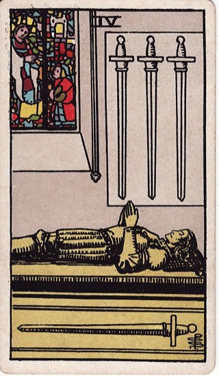 Four of Swords tarot card (Rider-Waite)