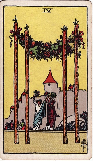 Four of Wands tarot card (Rider-Waite)