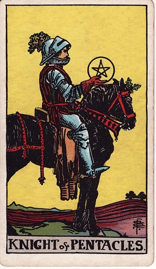 Knight of Pentacles tarot card (Rider-Waite)