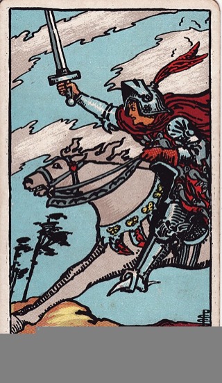 Knight of Swords tarot card (Rider-Waite)
