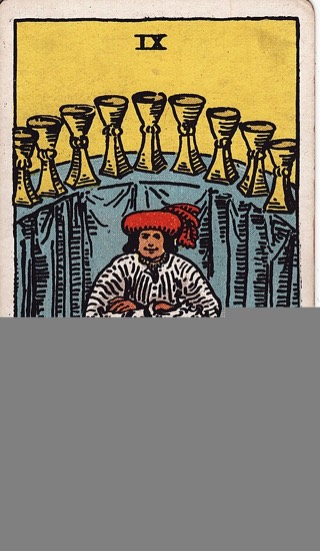 Nine of Cups tarot card (Rider-Waite)