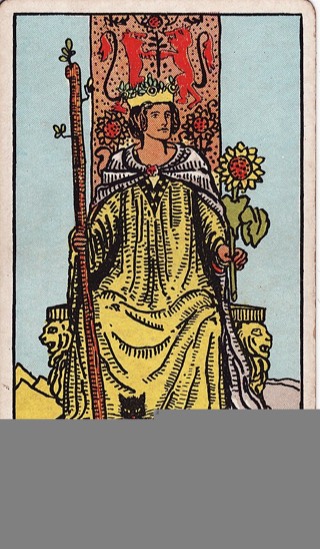 Queen of Wands tarot card (Rider-Waite)
