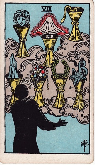 Seven of Cups tarot card (Rider-Waite)