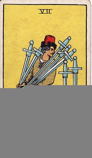 Seven of Swords tarot card (Rider-Waite)