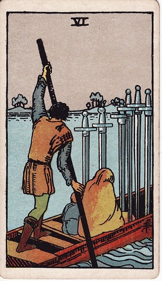 Six of Swords tarot card (Rider-Waite)
