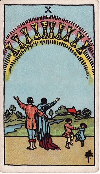 Ten of Cups tarot card (Rider-Waite)