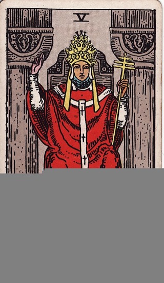 The Hierophant tarot card (Rider-Waite)