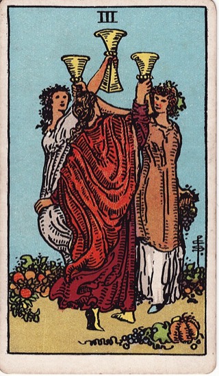 Three of Cups tarot card (Rider-Waite)