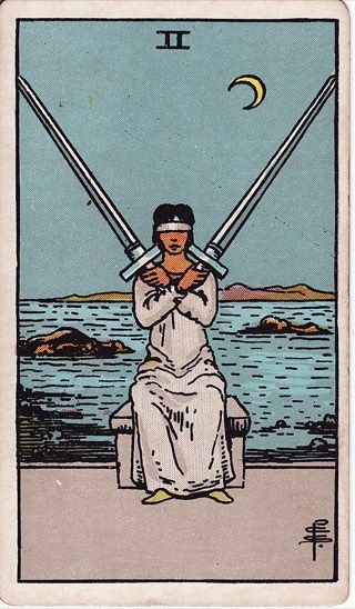 Two of Swords tarot card (Rider-Waite)