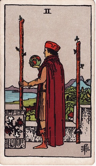 Two of Wands tarot card (Rider-Waite)